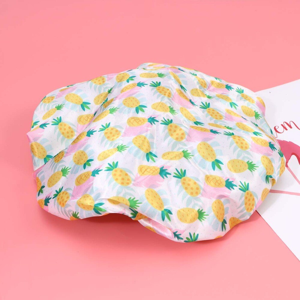 2 Stuks Geel Ananas Afdrukken Douche Cap Vrouw Badmuts Waterdichte Haar Beschermende Hoed Bad Caps Voor Dagelijks Gebruik: Yellow pineapple