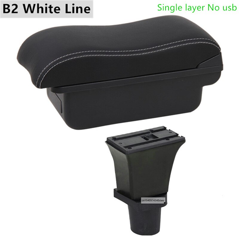 Car Armrest Box for Citroen C1 Special Retrofit Parts Center Storage Box with USB LED Light Accessories: B2 White Line