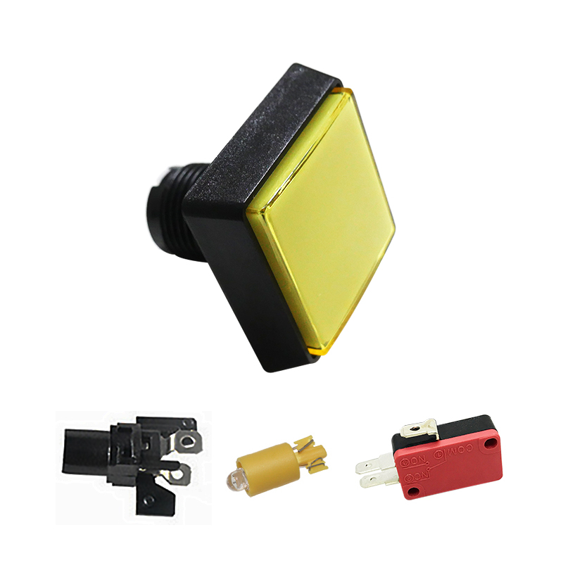 10 stücke 51*51mm quadratisch beleuchtete Tasten beleuchtet Druckknopf mit Mikrosc Halfter für Arkade-Musik-Spiel maschine 5 Farben: Gelb