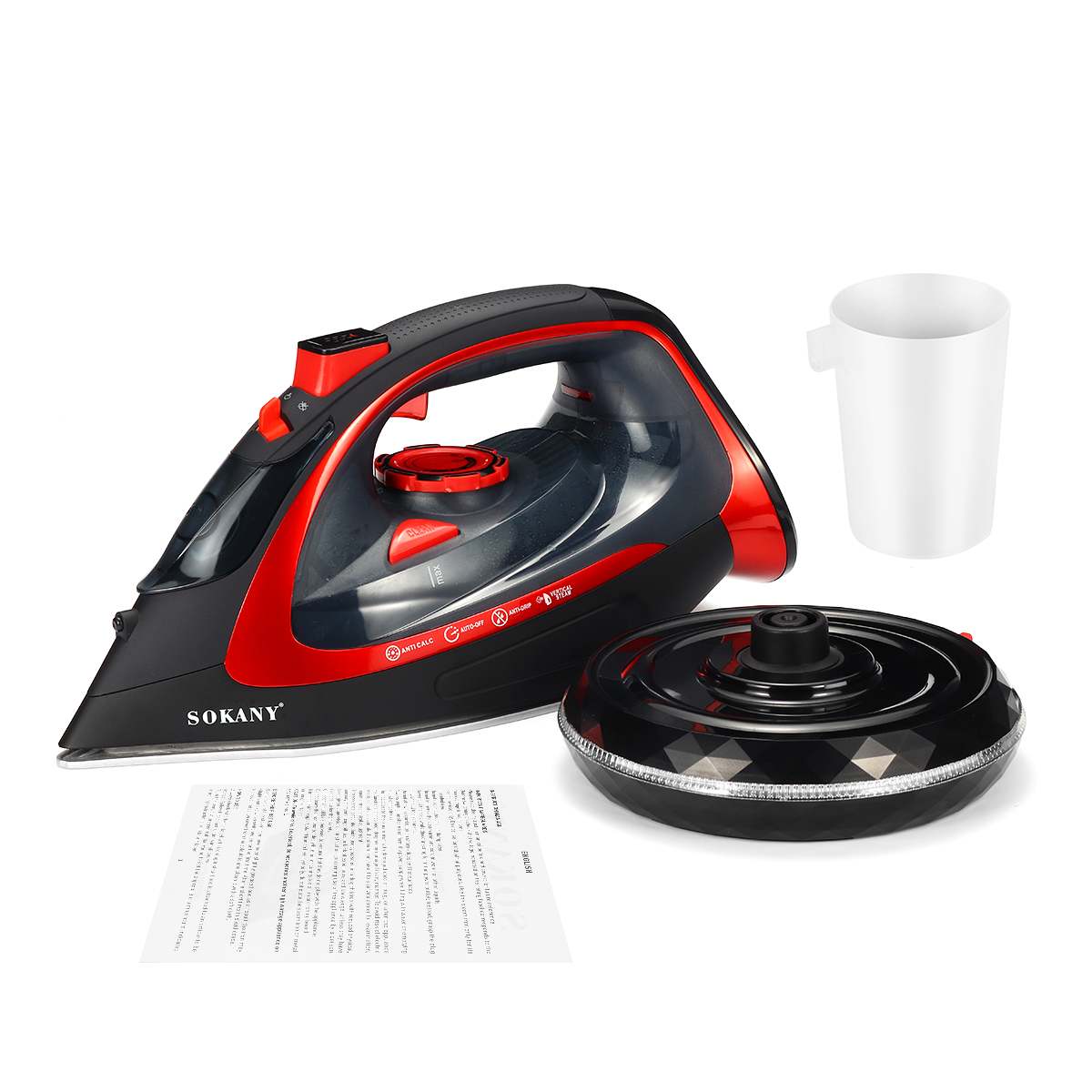 Elektrische Stoomstrijkijzer 2400W 220V Draadloze Oplaadbare Spray Stoomstrijkijzer Kleren Strijken Stoomboot Multifunctionele Verstelbare 9518: Red