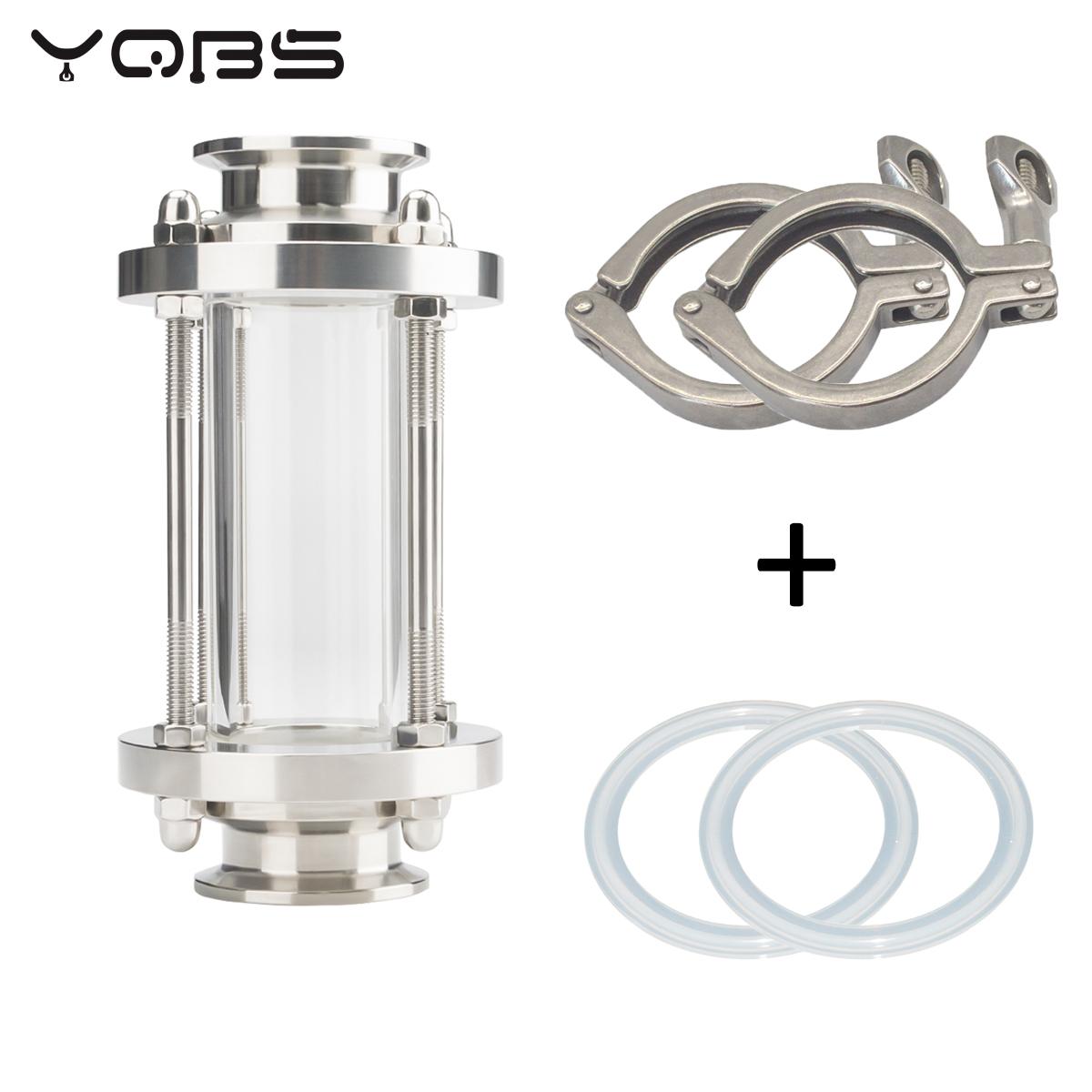 Dioptrías de cristal de flujo sanitario YQBS, ajuste de 1,5 ", triple abrazadera, tubo de 38mm OD SUS 304, acero inoxidable para producto de diario casero