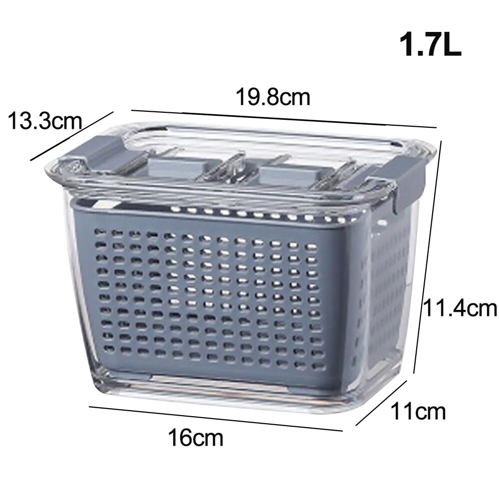 Fresh Produce Vegetable Fruit Storage Containers for Refrigerator Fridge Organizer Bins Draining Crisper with Strainers 2