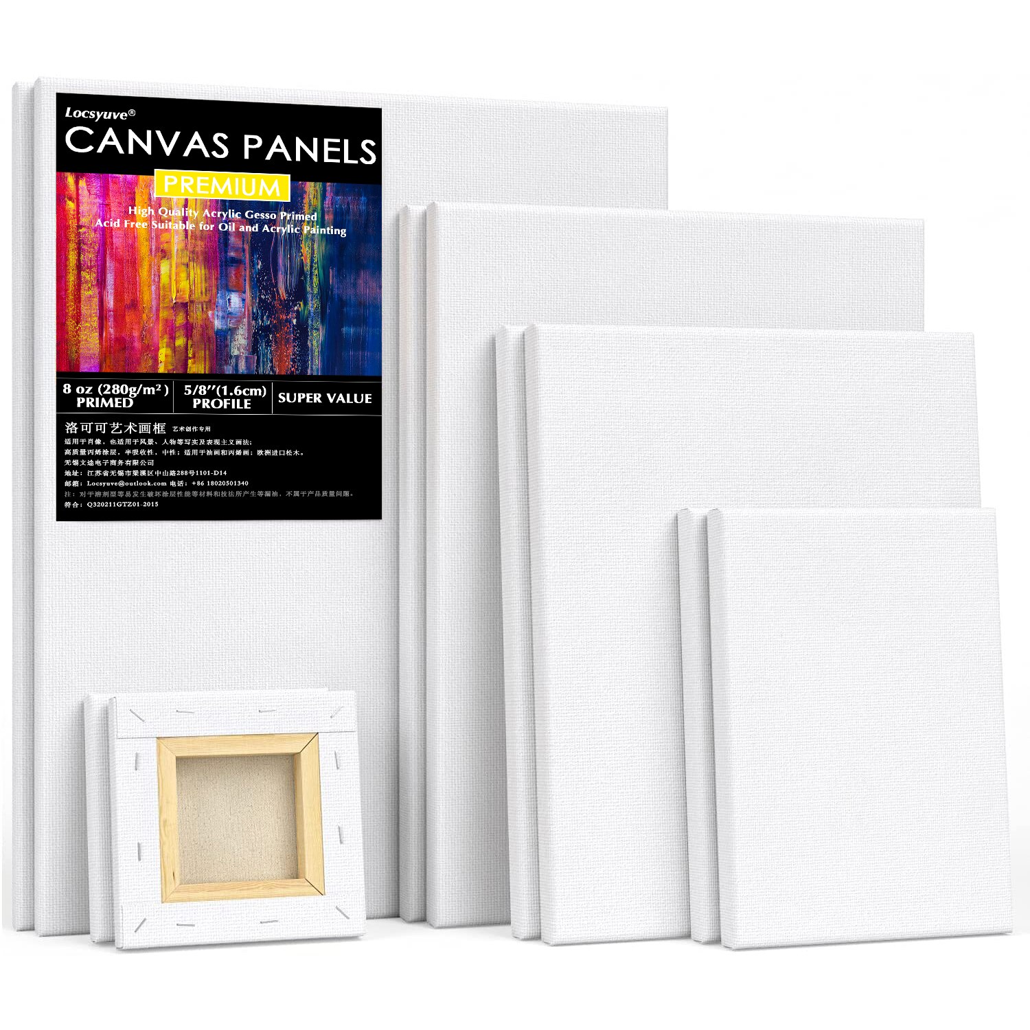 Locsyuve – lot de 10 toiles de peinture extensibles, 100% coton, fournitures d'art pour acrylique et peinture à l'huile