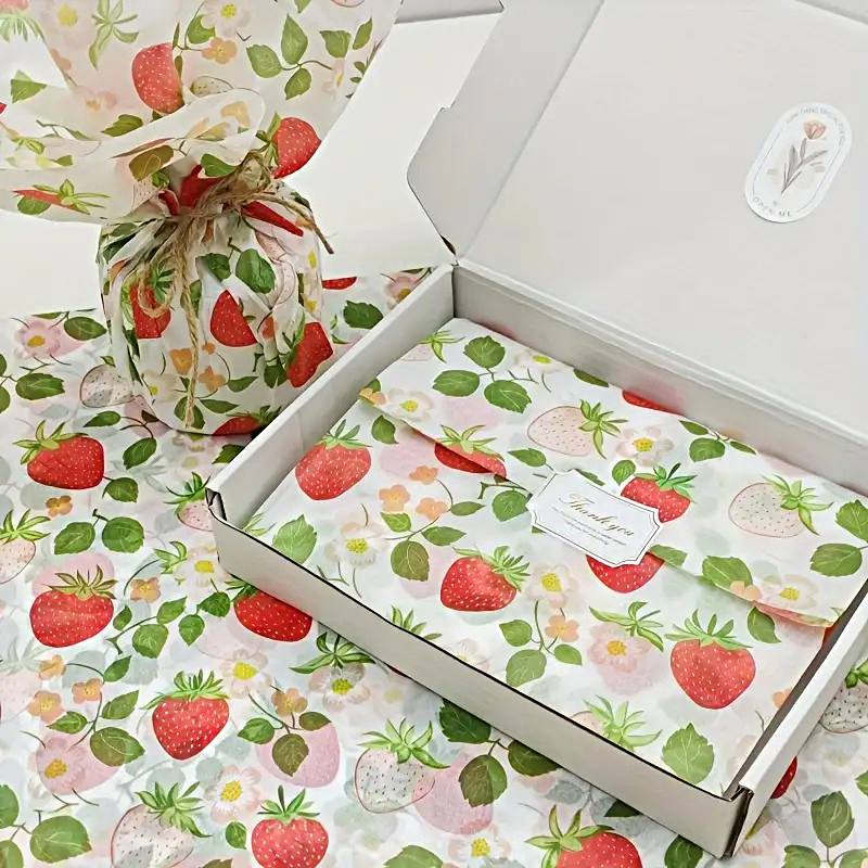 10 ark blomstermønstret silkepapir blomster med grønne blade vinflaskepåfyldningspapir festivalemballagepapir