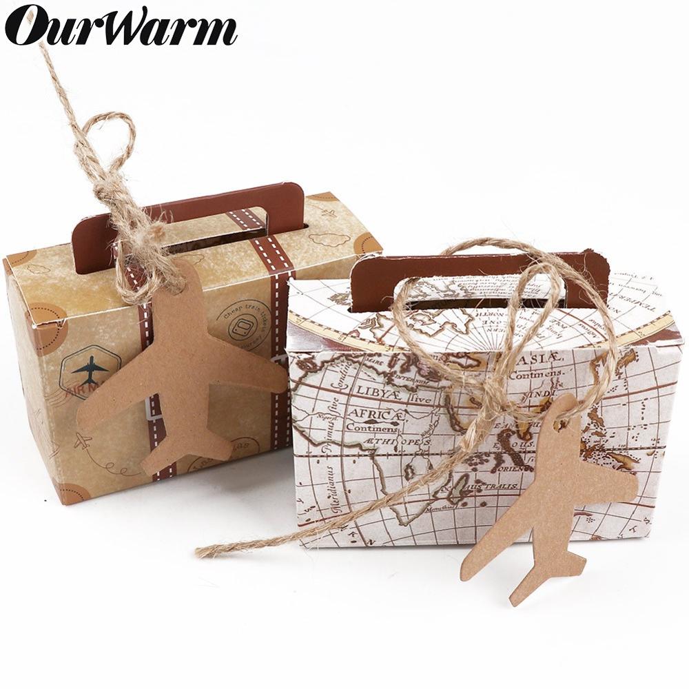 Ourwarm 10 Pcs Kraft Paper Candy Box Mini Koffer Zakken Feestartikelen Voor Gasten Bruiloft Baby Shower Verjaardag decoratio