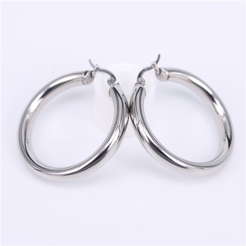 316L stainless steel jewelry earrings Gold color female Hoop earrings for Women LH143: 40MM silver color
