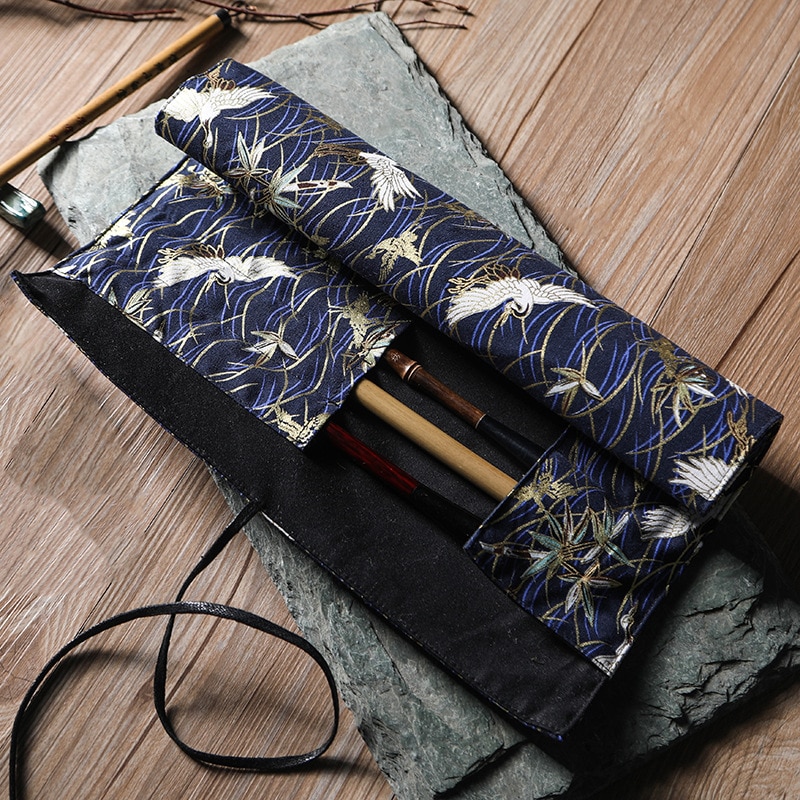 1 pc Der Antike Chinesische Stil Künstler Pinsel Tasche Wrap 10 Löcher Baumwolle Charateristic Muster Quaste Anhänger L S größen