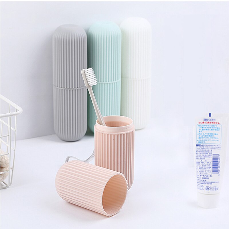 Portable Verticale strepen cup tandenborstel doos draagbare wassen cup creatieve reizen tandenborstel opbergdoos wassen cup tandenborstel