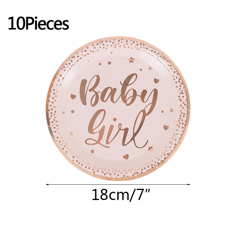 Rose Gold Wegwerp Servies Set Papieren Borden Cups Baby Meisje Verjaardag Bruiloft Bachelorette Party Decora Baby Shower Servies: B02-10Pieces