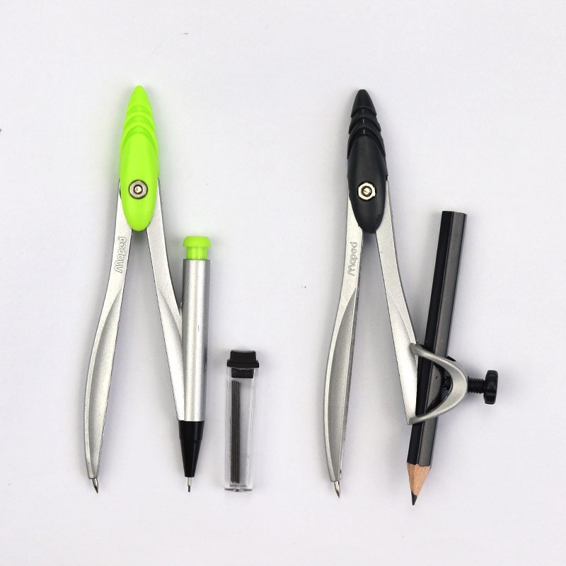 Kortlagt metalstudiekabel / blyantkompas tegneværktøj matematisk geometri tegning skolekompasser sæt med blyant eller automatisk bly