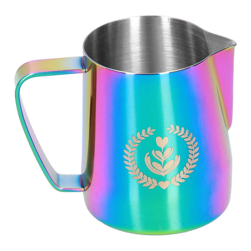 600ml Multi-Purpose Coffee Frothing Cup Stainless Steel Pointed Mouth Milk Froth Mug for Home: Colorful