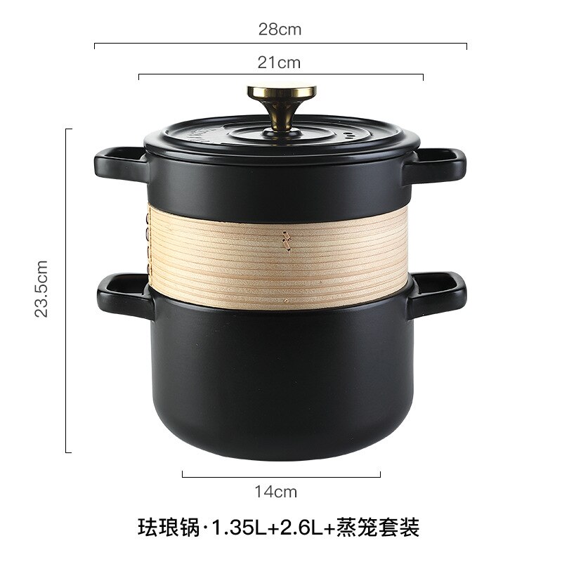 Ensemble de casseroles en céramique, cuiseur vapeur Double couche résistant à la chaleur, Imitation pot en fer, style nordique, pots de cuisine