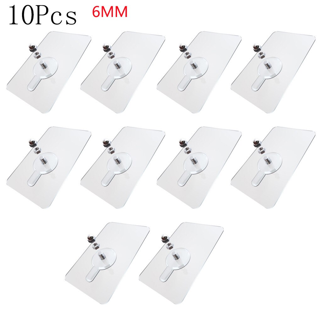 10pcs/lot Pvc Wall-mounted Nails Practical Transparent Strong Adhesive Screw Wall Nail Wall Poster Non-trace Stick Wall Hook#YL5: A