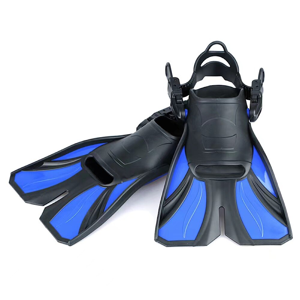 Adulte Réglable Plongée Natation Palmes Snorkel Pied Plongée Palmes Débutant Sports Nautiques Équipement De Plongée Portable: Bleu