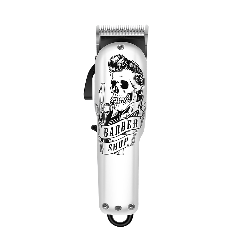 Kit de corte de pelo inalámbrico para hombre, máquina para cortar el pelo sin cables, recargable, para barbería, gran potencia: white / UK Plug