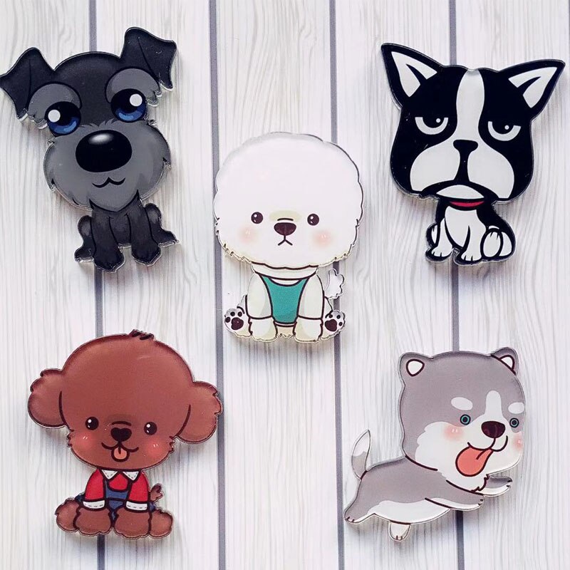 Schattige cartoon huisdier hond serie broches studenten favoriete doe-het-zelf kleding, schoenen, hoeden, tassen en accessoires badge hondenhalsband acryl