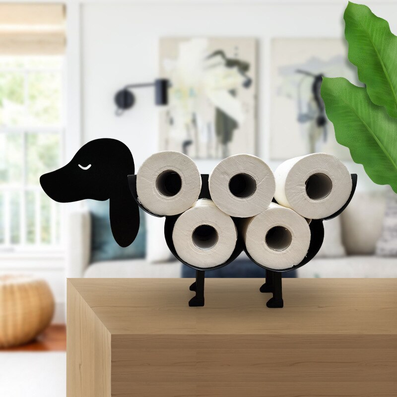 Sheep Cat Dog Roll Holder Wall-mounted Elk Camel Pig Toilet Paper Holder Metal Free-standing Bath Tissue Storage Home Decorative