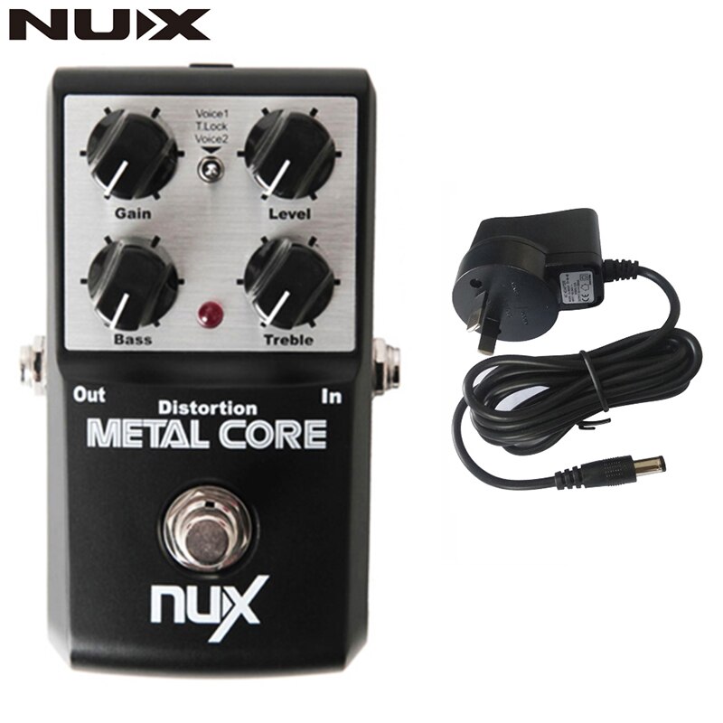 NUX Metal Core Distortion Effect Pedal True Bypass Guitar Effects Pedal 2-Band EQ Tone Lock Preset Function: AU PLUG-Metal Core