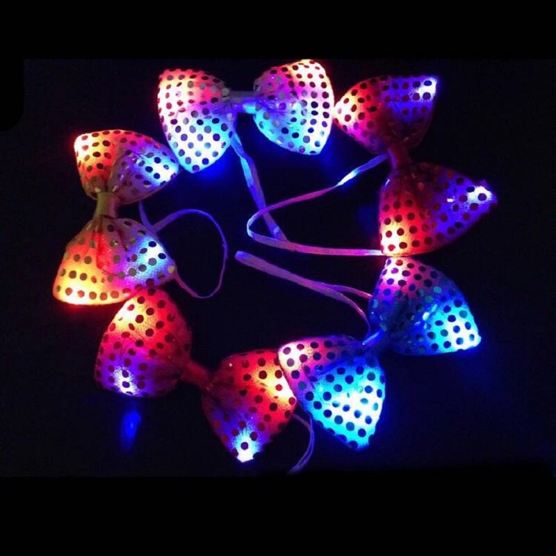 Mens Ties Boys Bowtie LED Flashing Light Up Sequin Necktie Christmas Party Club Bar Women Bow Tie Wedding