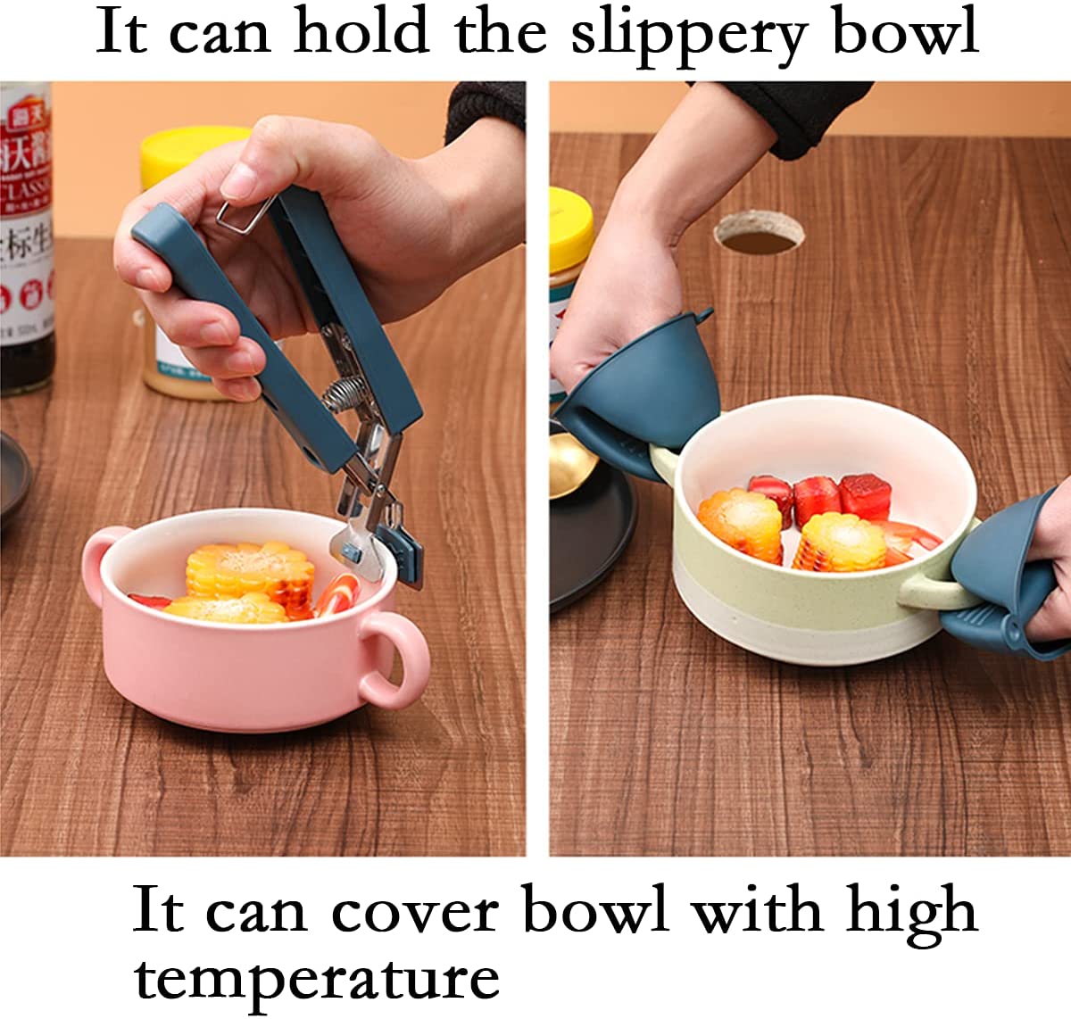 Kitchen Pot Plate Clips Anti Scalding Bowl Gripper Holder Stainless Steel Steamed Dishes Clamp Silicon Oven Gloves Table Pad