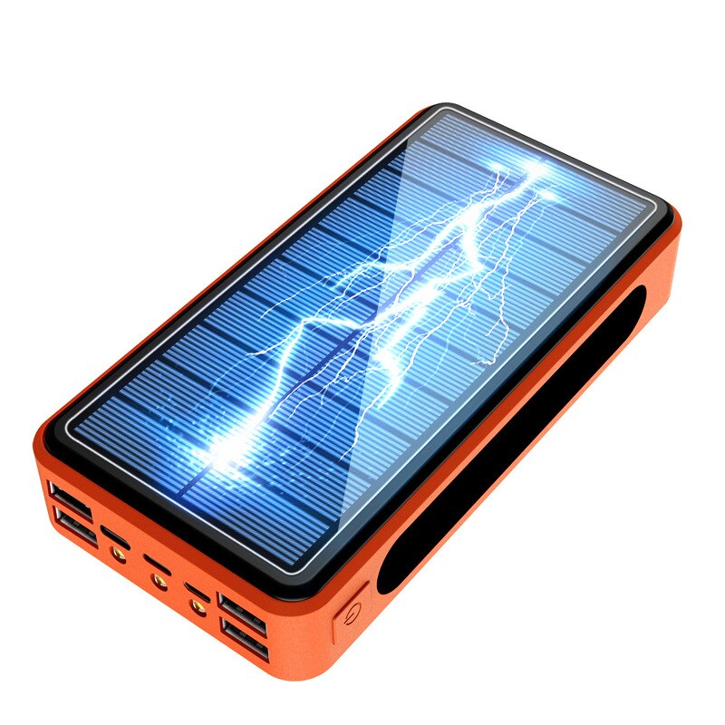 80000mAh Solar Power Bank 4 USB Type C Poverbank Powerful Camping LED Light Portable Charger for IPhone 11 X IPad Samsung: Orange