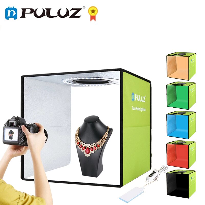 PULUZ 30cm Folding Portable LED Light Photo Lighting Studio Shooting Still life photography Tent Box Kit with 6 Colors Backdrop