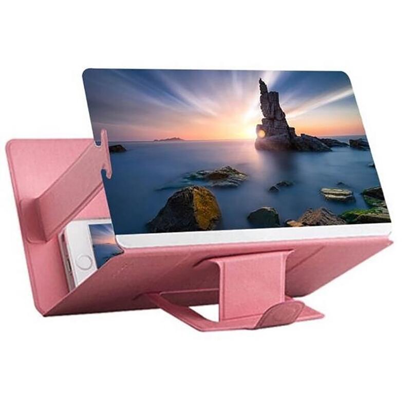 Desktop Telefoon Houder Stand Universele Mobiele Telefoon Screen Vergrootglas 3D Vergroter Vergrootglas Video Versterker Projector Beugel: Pink