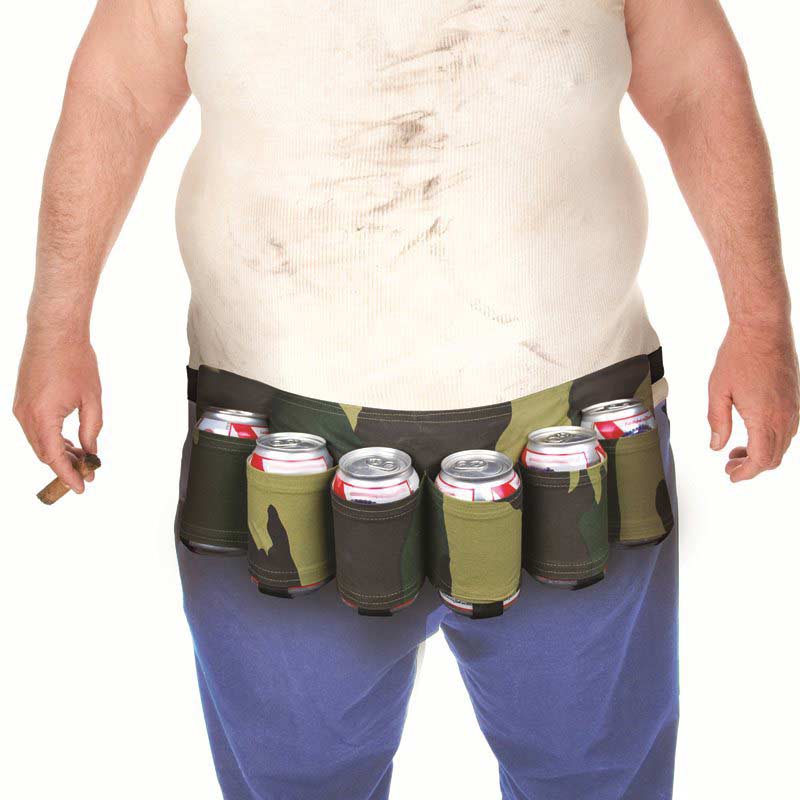 Portable 6 Pack Beer Wine Bottle Beverage Soda Can Holster Drink Waist Bag Party Holder Belt: Camouflage