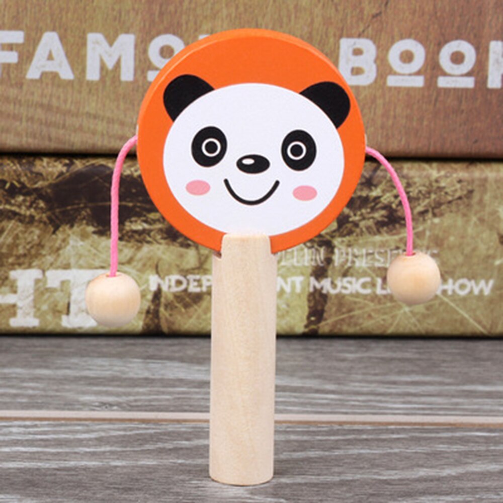 FrüHenne schule freundlicher holz welle trommel Traditionelle holz spielzeug holz welle trommel trommel glocken Baby musik spielzeug: Panda
