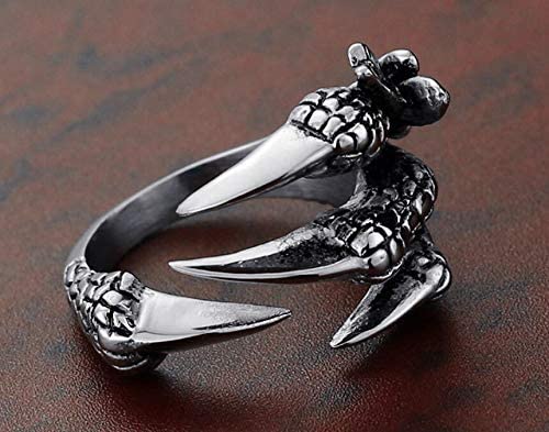 Anillo de acero de titanio con forma de garra de dragón y águila para hombre, joyería de Animal de roca, , 1 ud.