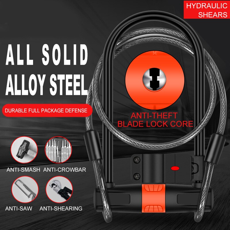 u lock bike wire Key cable bicicleta MTB bicycle lock cycling control pad safety rear ring motorcycle security lock anti theft