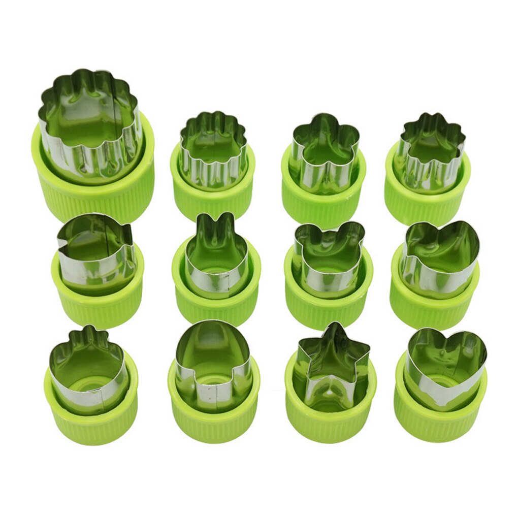 Rice Vegetable Fruit Cutter Mold 12Pcs/set Flowers Cartoon Cutter Mold Stainless Steel Cake Cookie Biscuit Cutting Shape Tools