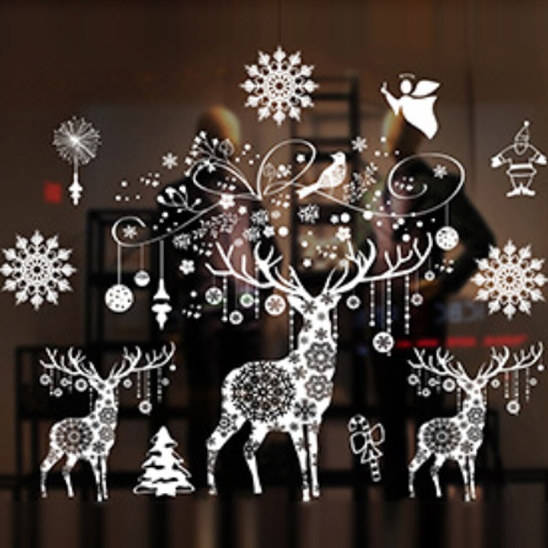 16 Styles Merry Christmas Window Glass PVC Wall Sticker DIY Snow Town Wall Stickers Year Home Decal Christmas Decoration: 8