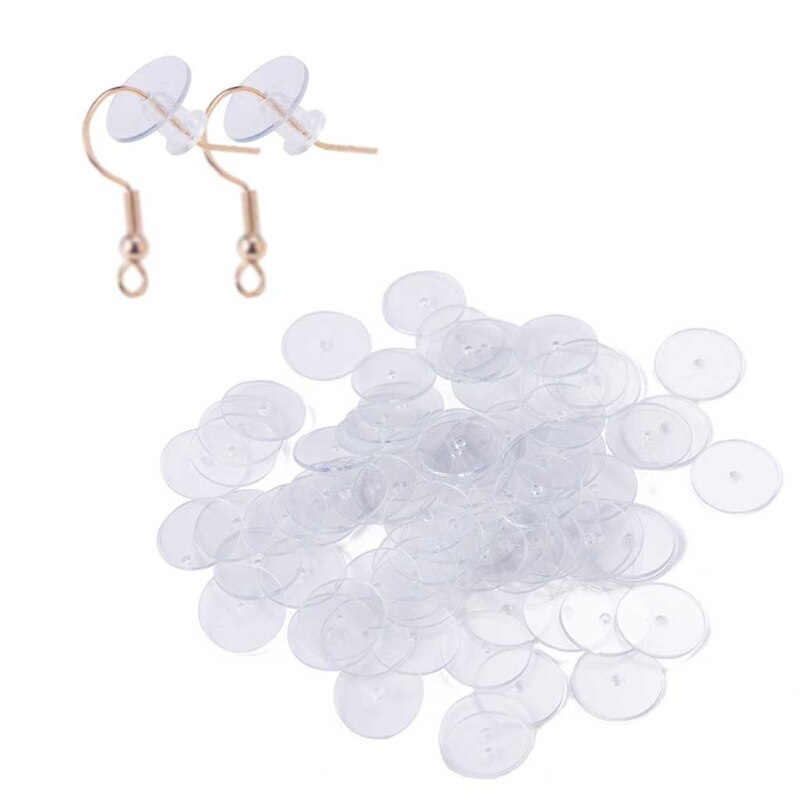 200Pcs Oorbellen Clear Remblokjes Te Stabiliseren Oorbellen Plastic Oor Anti Pijn Comfort Ronde Schijven Kit Voor Oorbellen Backs