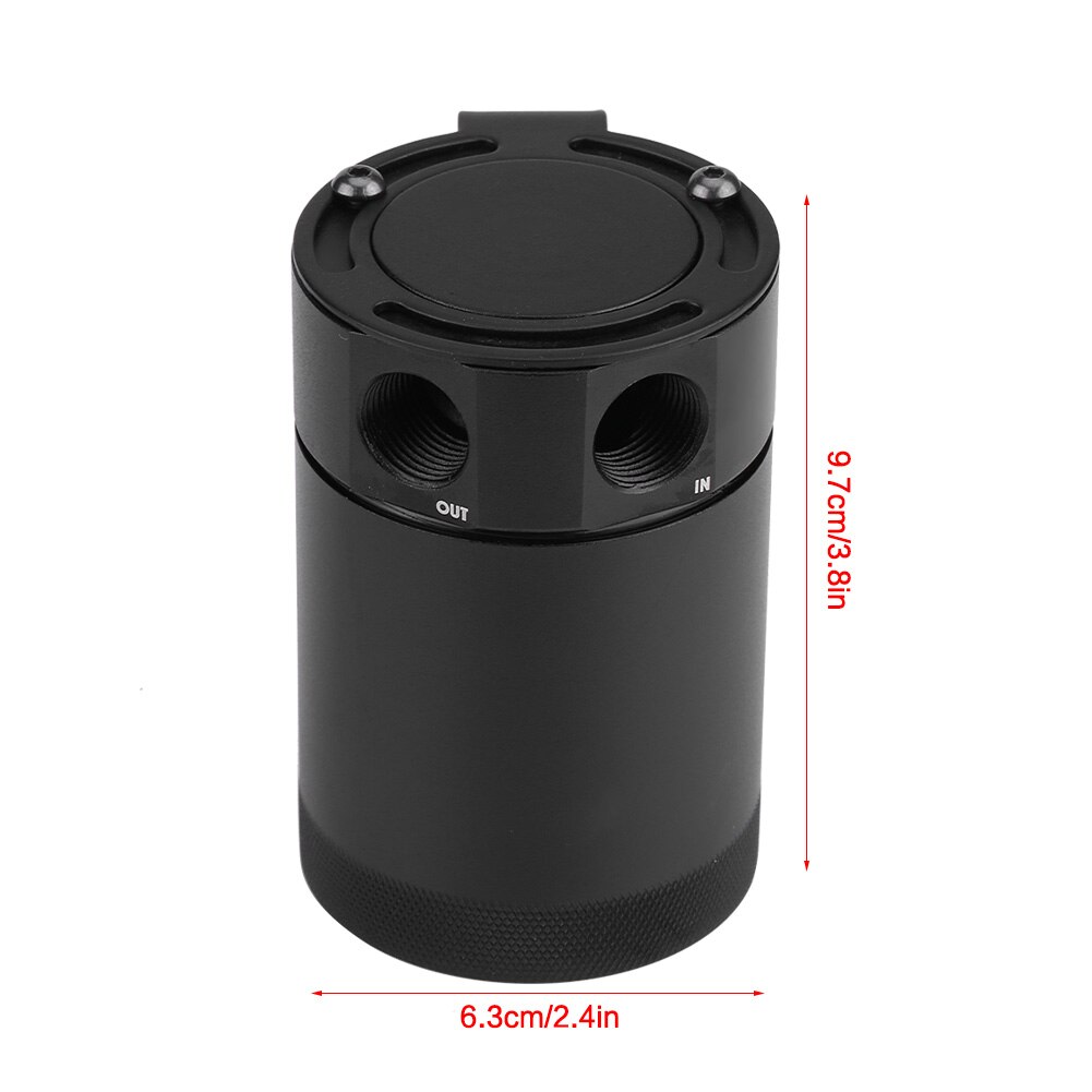 Universal Compact Baffled 2-Port sealed Oil Catch Can Tank Breather Reservoir Includes 2 plastic barbed 1/2 inch hose fittings