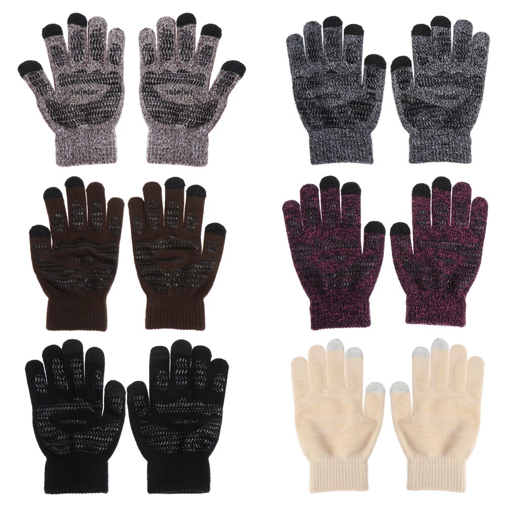 Touch Screen Gloves Sport Cycling Full Finger Mittens Thick Plush Autumn Winter Thick Warm Knitted Wool Mitts