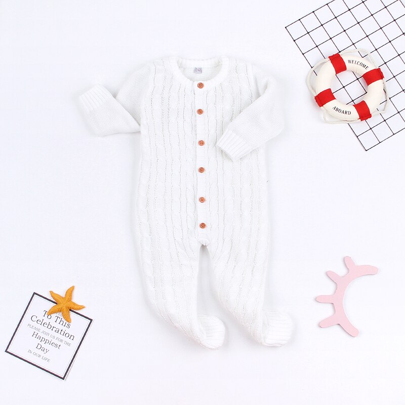 Herfst Baby Baby Meisjes Lange Mouw Gebreide Solid Print Rompertjes Kinderen Jongens Bodysuit Jumpsuit Aankomst