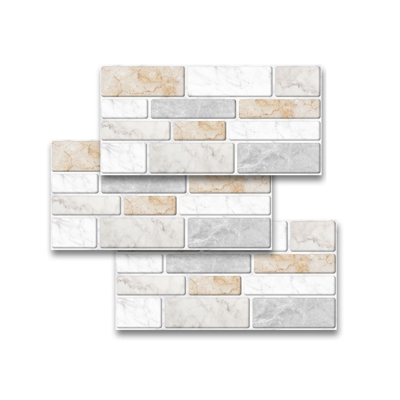 27pcs Imitation Marble Brick Tile Stickers DIY Self Adhesive Kitchen Floor Wall Sticker Bathroom Home Decoration 20x10cm