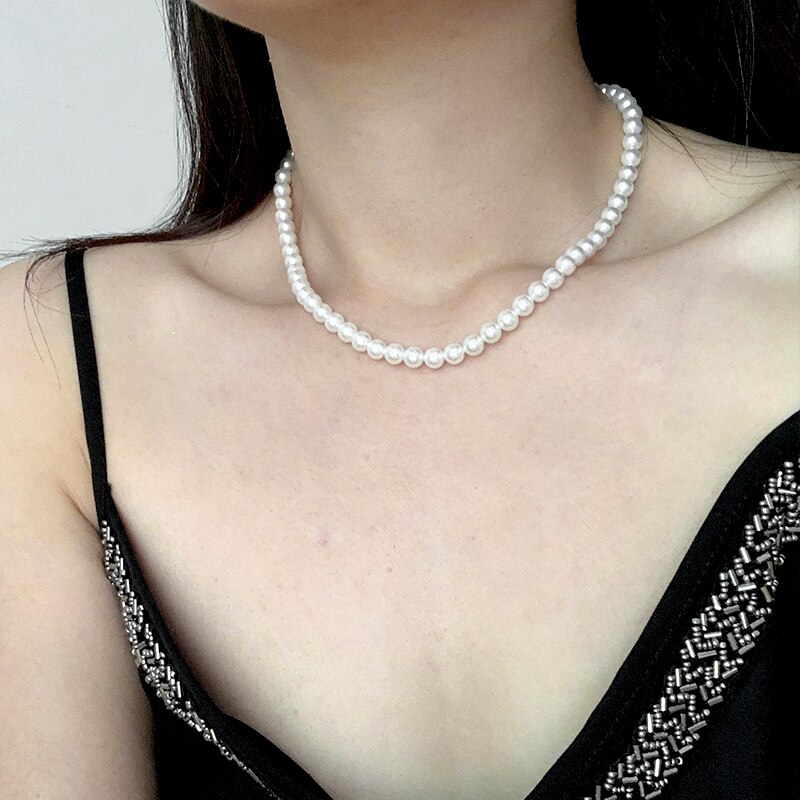 Joias clássicas elegantes, 40-60cm, luz brilhante, 6mm, concha, colar de pérola, prata esterlina 925, corrente de cauda para mulheres