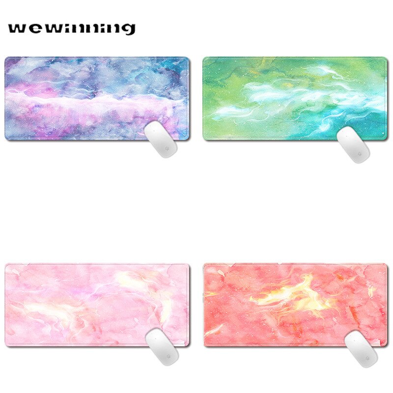 Kawaii Bureau Matten Gaming Deskpad Marmer Starry Wolken Leuke Muismat Lagre Voor Gamer Toetsenbord Kantoor Woonaccessoires