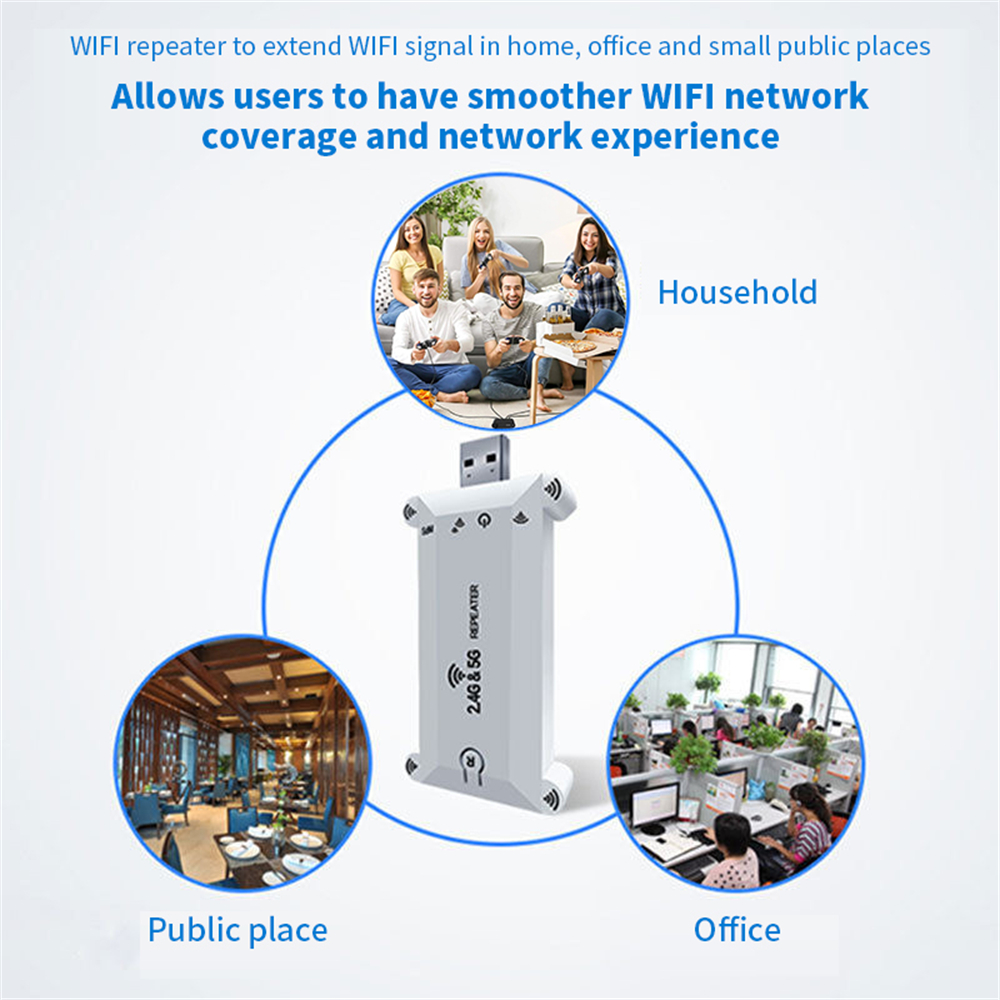 Extensor wi-fi portátil usb, 1200mbps, repetidor wi-fi, 2.4g/5g, roteador, amplificador wi-fi de longo alcance, extensão de rede doméstica