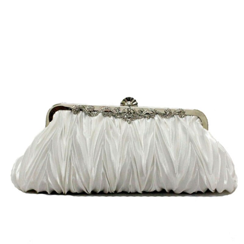 Mode Vrouwen Kleine Dag Clutch Eenvoudige Crystal Lady Party Banket Bruids Avondtassen Dating Handtassen en Portemonnee: white