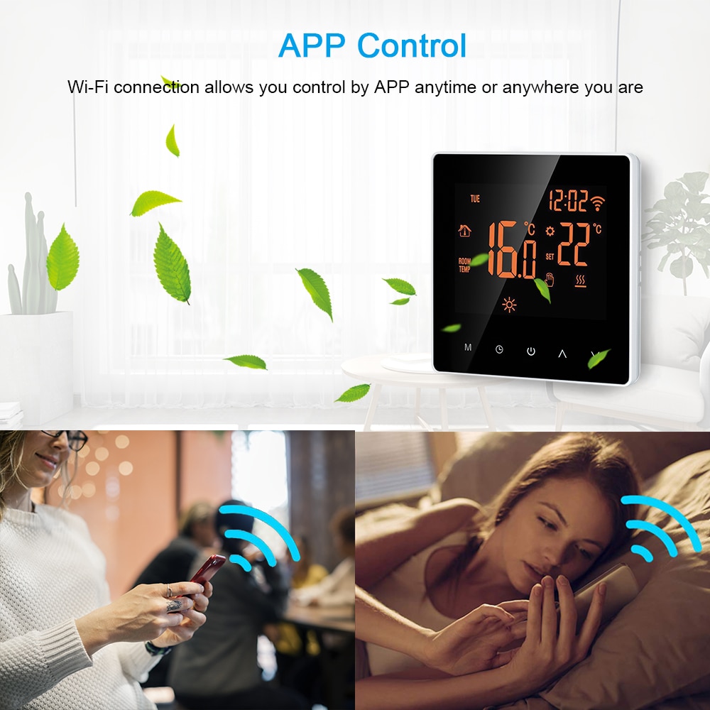Wifi termostat lcd touch screen trådløs smart temperaturregulator programmerbar termostat elektrisk gulvvarme termostat