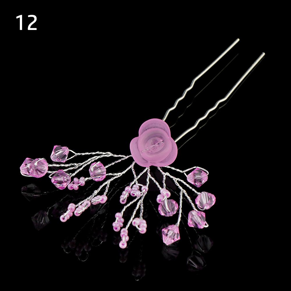 1 Stuks Bruids U-Vormige Pin Metalen Barrette Clip Haarspelden Strass Parel Vrouwen Haaraccessoires Bruiloft Kapsel Tools: Blauw