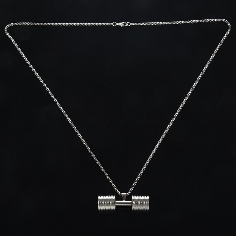 Halterhanger bodybuilding fitness ketting groot formaat zilveren crossfit halterketting fitness sieraden roestvrij staal