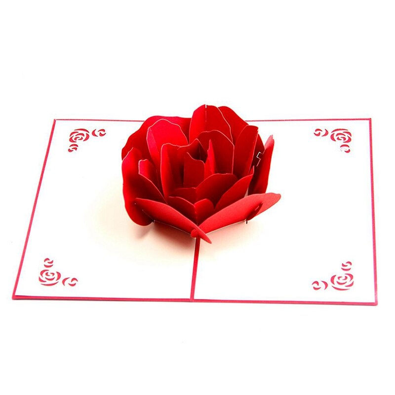 2 pièces carte de voeux rouge: 1 pièces 3D paon-Up carte d'anniversaire pour femme mari enfants carte & 1 pièces 3D -Up Rose merci