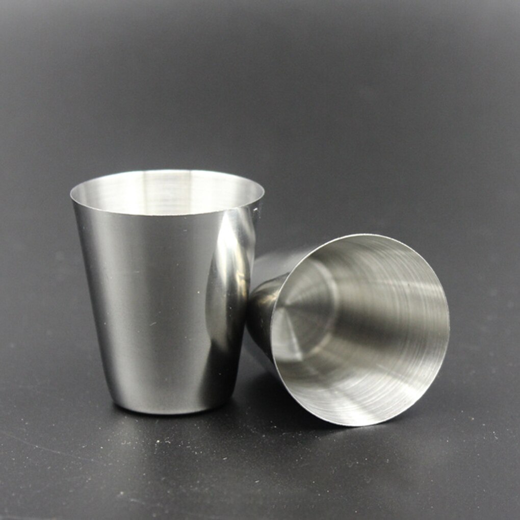 4 Stks/set Gepolijst 30 Ml Mini Rvs Shot Glas Beker Wijn Drinkglazen Met Leather Cover Tas Voor Thuis keuken Bar