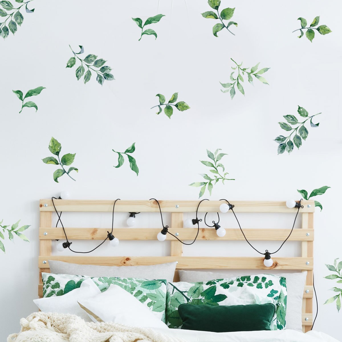 Tofok 3pcs/set Green Leaves Wall Sticker DIY Modern Art Vinyl Decal Kids Room Nursery Kitchen Wallpaper Poster Home Decoration