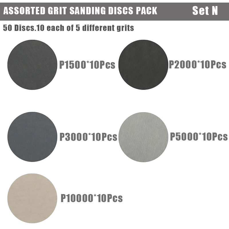 50 Pcs 3 Inch 75mm Sanding Discs Wet/Dry Hook and Loop Sandpaper Assortment 60 To 10000 Grits Abrasive Grinding Disc Polishing: Dark Grey