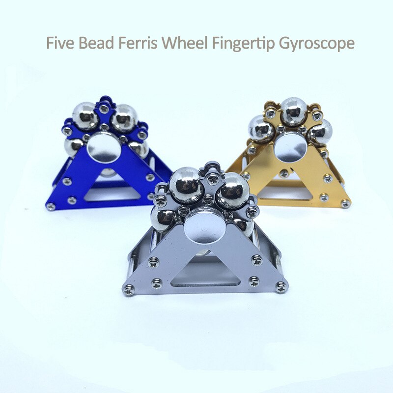 1PC Metal Five Bead Ferris Wheel Fingertip Gyroscope Stainless Steel Ball Bracket Finger Gyro Anti Stress Fidget Spinner